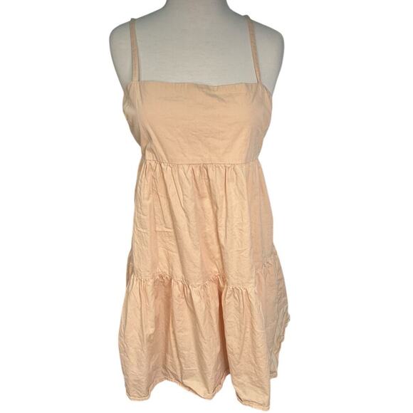 ASOS Design Womens Size 12 Cream Baby Doll Dress Side Zipper 100% Cotton - Picture 2 of 11